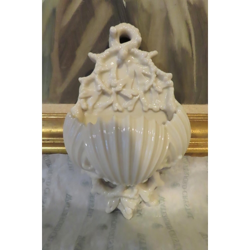 1274 - Belleek Black Mark Holy Water Font Shell Motifs Good Original Condition Approximately 9 Inches High