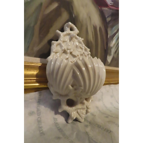 1274 - Belleek Black Mark Holy Water Font Shell Motifs Good Original Condition Approximately 9 Inches High