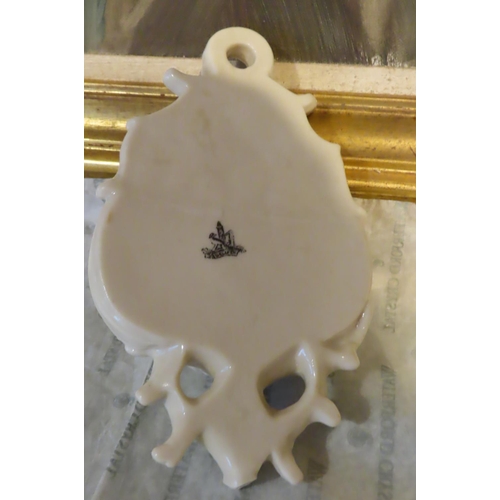 1274 - Belleek Black Mark Holy Water Font Shell Motifs Good Original Condition Approximately 9 Inches High