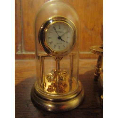 1285 - Three Ormolu Novelty Desk Clocks Finely Chased and Detailed Tallest Approximately 3 Inches