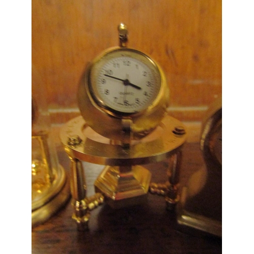 1285 - Three Ormolu Novelty Desk Clocks Finely Chased and Detailed Tallest Approximately 3 Inches