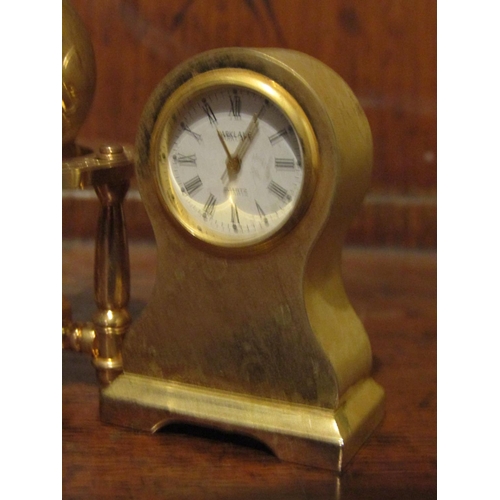 1285 - Three Ormolu Novelty Desk Clocks Finely Chased and Detailed Tallest Approximately 3 Inches