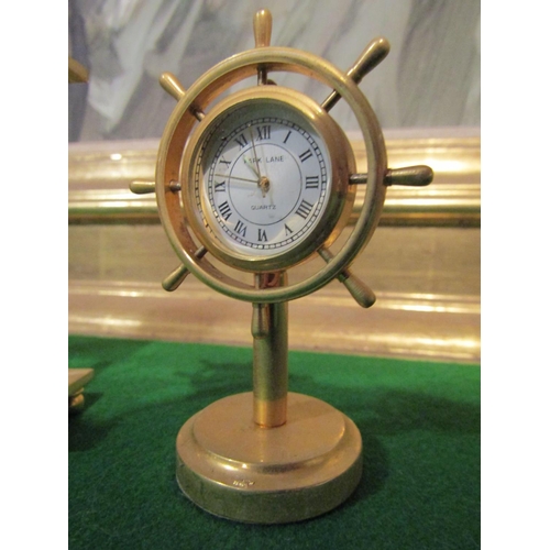 1287 - Three Ormolu Novelty Desk Clocks Finely Chased and Detailed Tallest Approximately 3 Inches