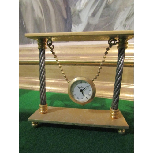 1287 - Three Ormolu Novelty Desk Clocks Finely Chased and Detailed Tallest Approximately 3 Inches