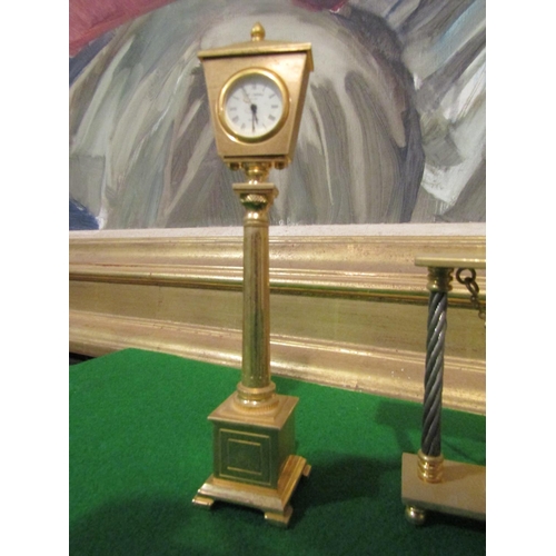 1287 - Three Ormolu Novelty Desk Clocks Finely Chased and Detailed Tallest Approximately 3 Inches