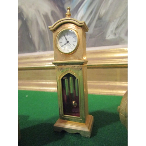 1290 - Three Ormolu Novelty Desk Clocks Finely Chased and Detailed Tallest Approximately 3 Inches