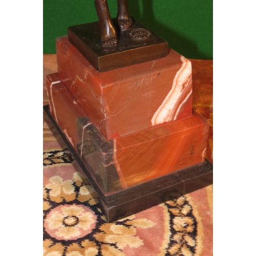 132 - Art Deco Sculpture Dancing Figure on Circular Form Rouge Marble Base Approximately 25 Inches High