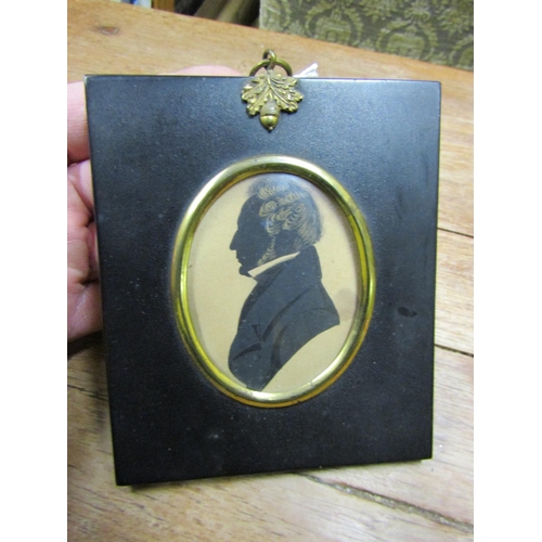 135 - Early Victorian Silhouette of Captain from Newport Circa 1830 Frame Approximately 5 Inches High x 4 ... 