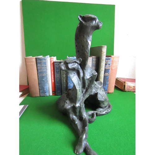 139 - Modern School Bronze Sculpture of Leopards Approximately 10 Inches High