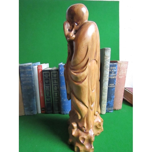 146 - Twin Chinese Figures Carved Wood Approximately 10 Inches High