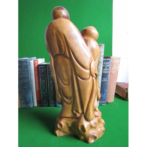 146 - Twin Chinese Figures Carved Wood Approximately 10 Inches High