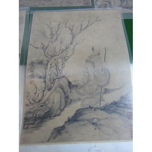 148 - Five Chinese Scroll Paintings Each Approximately 14 Inches High x 8 Inches Wide