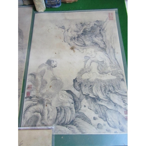 148 - Five Chinese Scroll Paintings Each Approximately 14 Inches High x 8 Inches Wide