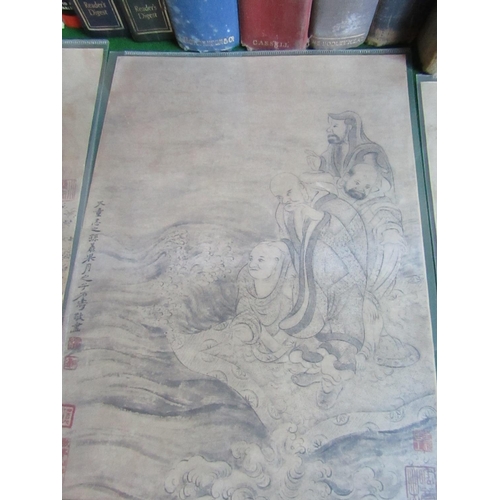 148 - Five Chinese Scroll Paintings Each Approximately 14 Inches High x 8 Inches Wide