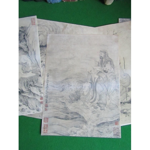 148 - Five Chinese Scroll Paintings Each Approximately 14 Inches High x 8 Inches Wide