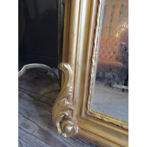 152 - Gilded Rectangular Form Wall Mirror or Over Mantle with Upper Cartouche Decoration 4ft 8 Inches Wide... 