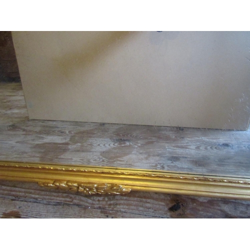 153 - Gilded Rectangular Form Wall Mirror or Over Mantle with Upper Cartouche Decoration 4ft 8 Inches Wide... 