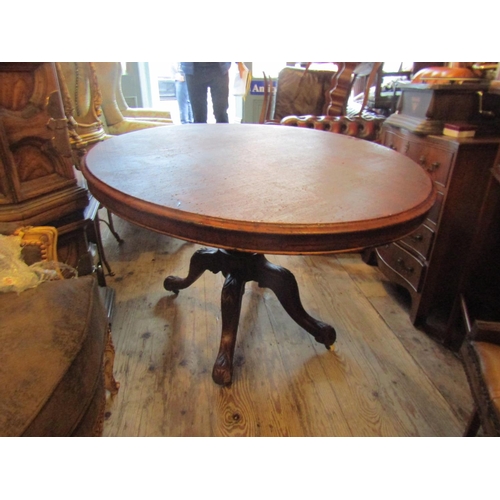 155 - William IV Mahogany Oval Form Centre Table Resting on Original Well Carved Quatrefoil Supports Appro... 