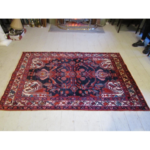 156 - Persian Pure Wool Rug Burgundy Ground Pattern Borders with Central Medallion Motif Approximately 7ft... 