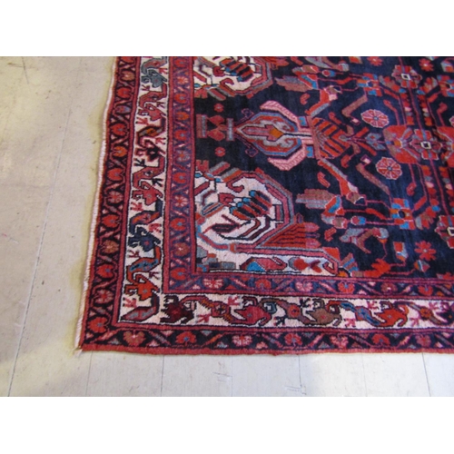 156 - Persian Pure Wool Rug Burgundy Ground Pattern Borders with Central Medallion Motif Approximately 7ft... 