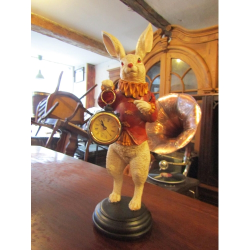 163 - Easter Bunny Motif Polychrome Decorated Watch Rest with Watch Approximately 9 Inches High