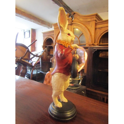 163 - Easter Bunny Motif Polychrome Decorated Watch Rest with Watch Approximately 9 Inches High