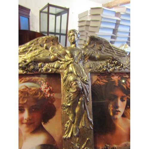 168 - Twin Photograph Frame Silver Gilt Decorated Approximately 12 Inches Wide x 9 Inches High