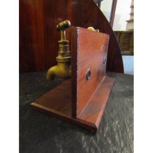 170 - Twin Brass Tap Stand Possibly Old Shop Display with Penny Farthing Inset Coins Approximately 9 Inche... 