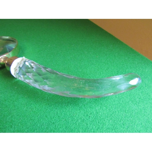 174 - Irish Cut Crystal Handled Brassbound Magnifying Glass Approximately 9 Inches Wide