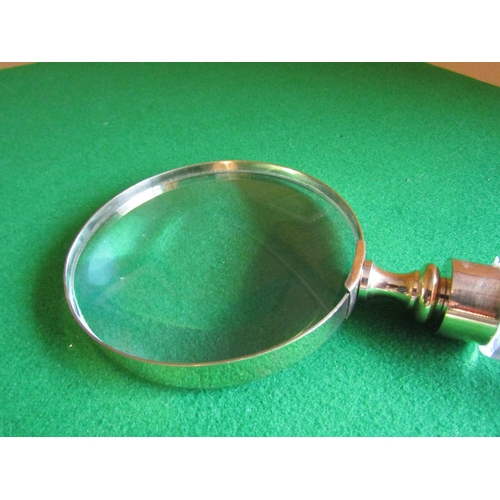 174 - Irish Cut Crystal Handled Brassbound Magnifying Glass Approximately 9 Inches Wide