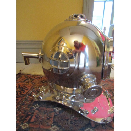 175 - Silver Plated Anchor Engineering Divers Helmet Approximately 16 Inches High