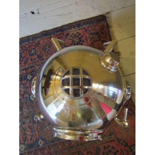 175 - Silver Plated Anchor Engineering Divers Helmet Approximately 16 Inches High