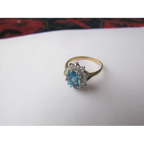 180 - Topaz and Diamond Ladies Cluster Ring Mounted on 9 Carat Yellow Gold Ring Size M and a Half