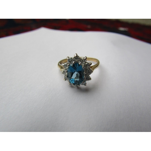 180 - Topaz and Diamond Ladies Cluster Ring Mounted on 9 Carat Yellow Gold Ring Size M and a Half