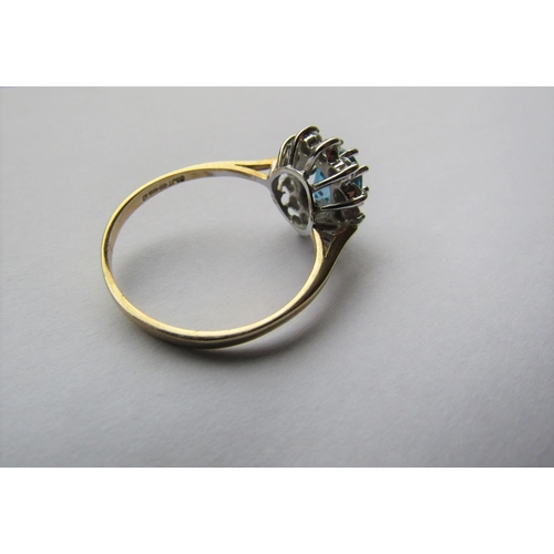 180 - Topaz and Diamond Ladies Cluster Ring Mounted on 9 Carat Yellow Gold Ring Size M and a Half