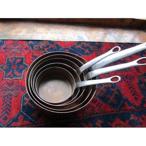 186 - Set of Five Graduated Chefs Copper Saucepans