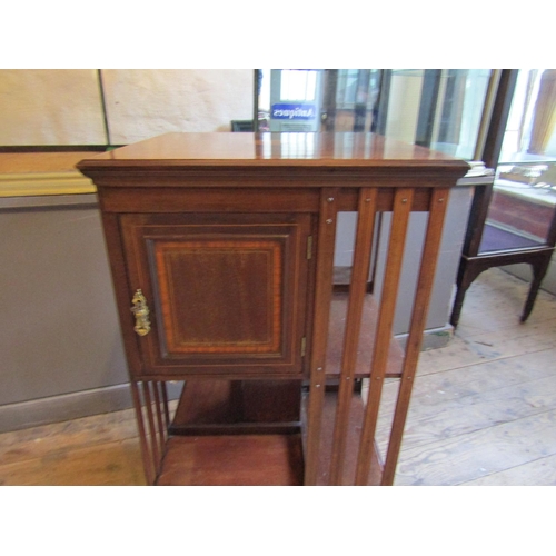 191 - Edwardian Figured Mahogany Revolving Floor Bookcase with Marquetry Decoration Good Original Conditio... 