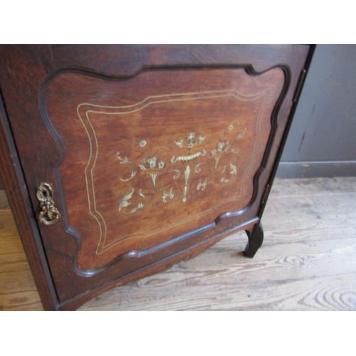 192 - Victorian Rosewood Marquetry Decorated Single Door Side Cabinet with Shaped Mirror Back above Well C... 