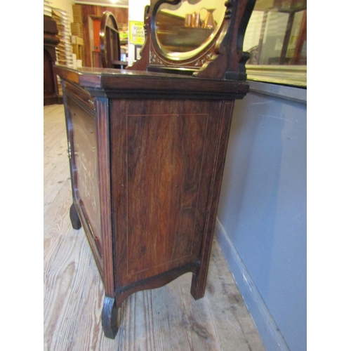 192 - Victorian Rosewood Marquetry Decorated Single Door Side Cabinet with Shaped Mirror Back above Well C... 