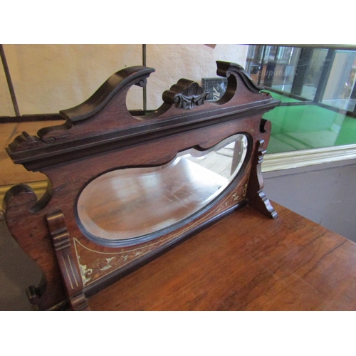 192 - Victorian Rosewood Marquetry Decorated Single Door Side Cabinet with Shaped Mirror Back above Well C... 