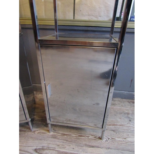 194 - Pair of Stainless Steel Side Lockers Single Doors Each Approximately 14 Inches Wide x 36 Inches High