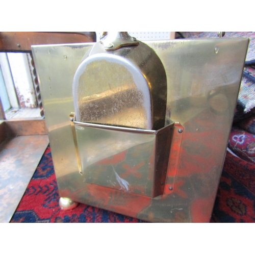 195 - Edwardian Cast Brass Front Coal Box with Original Shovel