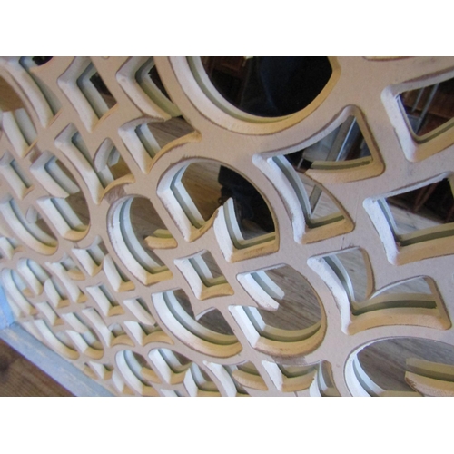 197 - Pair of Modern Form Painted Wall Mirrors Fretwork Decoration Each Approximately 2ft 6 Inches Square