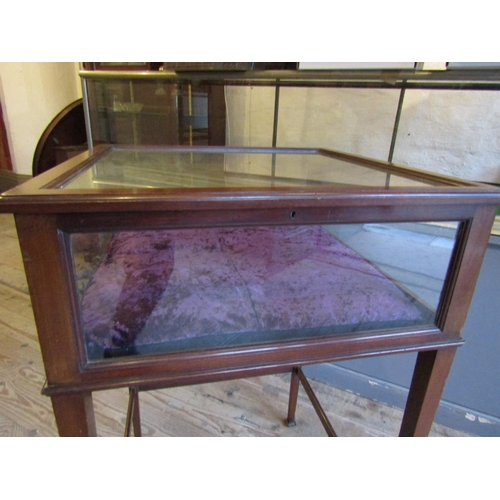 198 - Antique Mahogany Curio Display Cabinet Table with Lift Up Top Approximately 20 Inches Square x 34 In... 