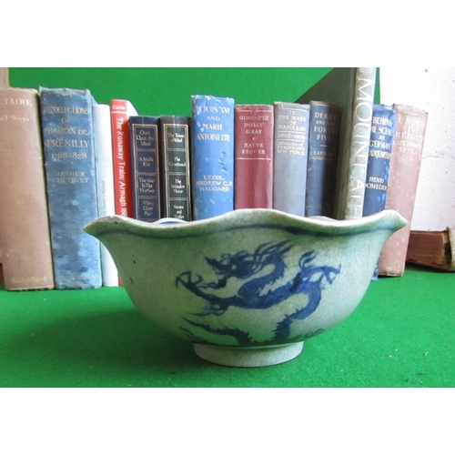 208 - Unusual Blue and White Bowl Shaped Form Approximately 6 Inches Diameter