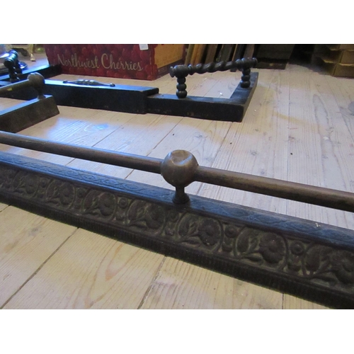 213 - Edwardian Cast Metal and Brass Rail Form Fender to fit 4ft Hearth