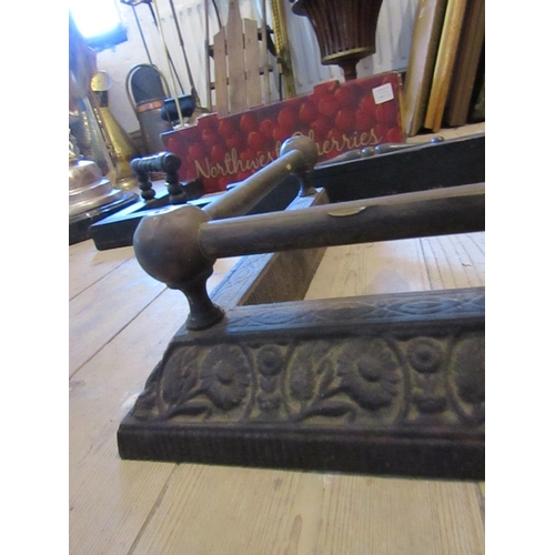 213 - Edwardian Cast Metal and Brass Rail Form Fender to fit 4ft Hearth