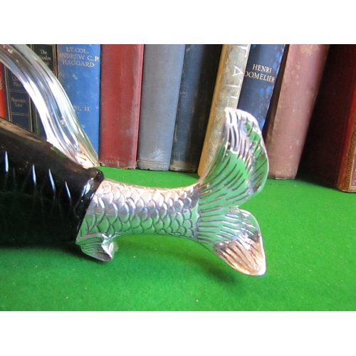 216 - Fish Motif Claret Decanter Unusual Form Silver Plated Good Original Condition with Stopper
