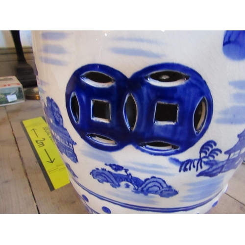 219 - Pair of Oriental Blue and White Barrel Seats Each Approximately 22 Inches High Good Original Conditi... 