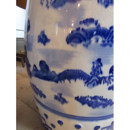 219 - Pair of Oriental Blue and White Barrel Seats Each Approximately 22 Inches High Good Original Conditi... 